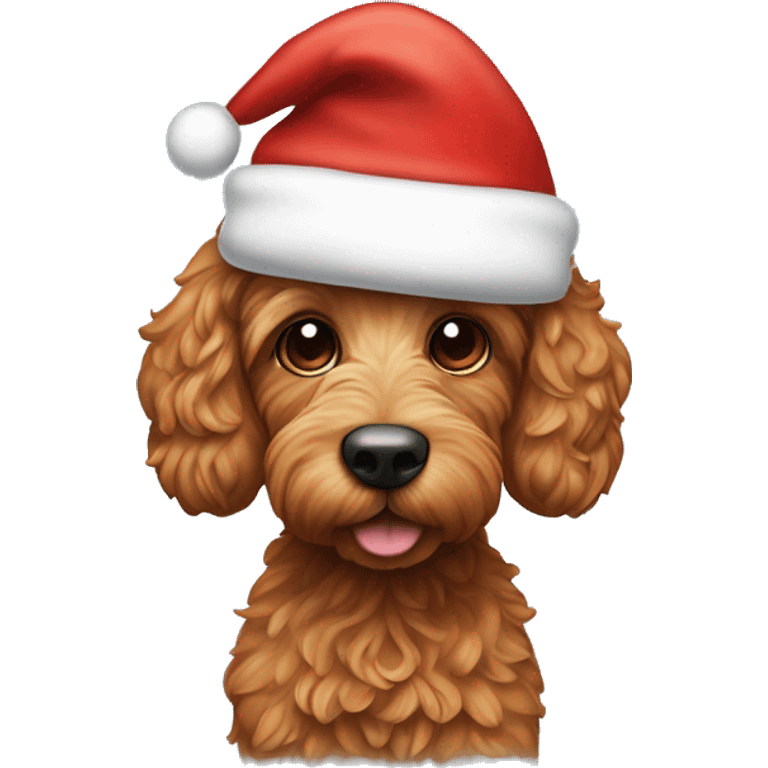 Red Cockapoo wearing a Santa hat emoji