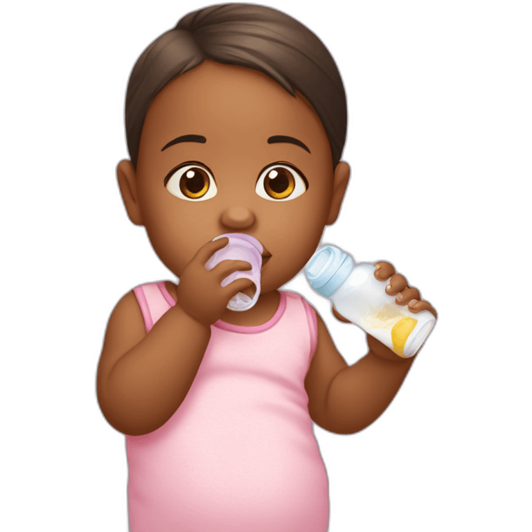 baby girl drinking from the feeding bottle emoji