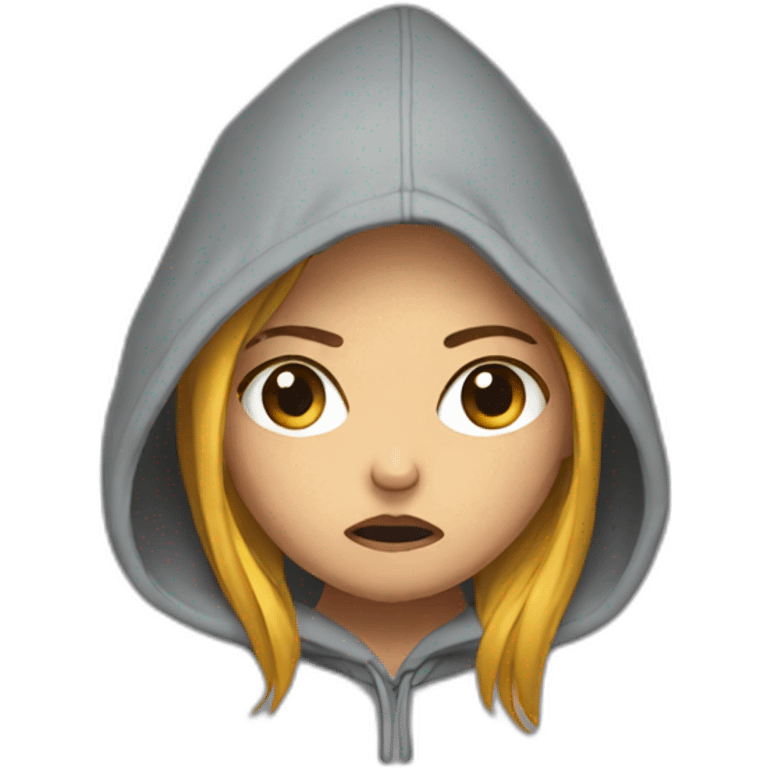 Angry girl on hoodie  emoji