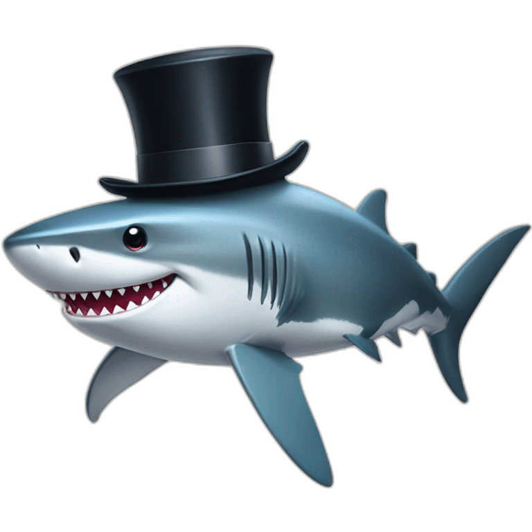 Shark with a top hat emoji