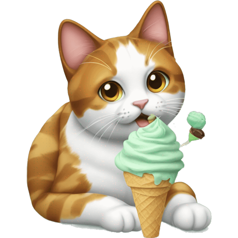 calico cat with mint icecream  emoji