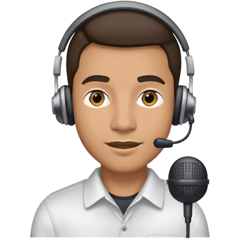 Man wearing a headset mic emoji