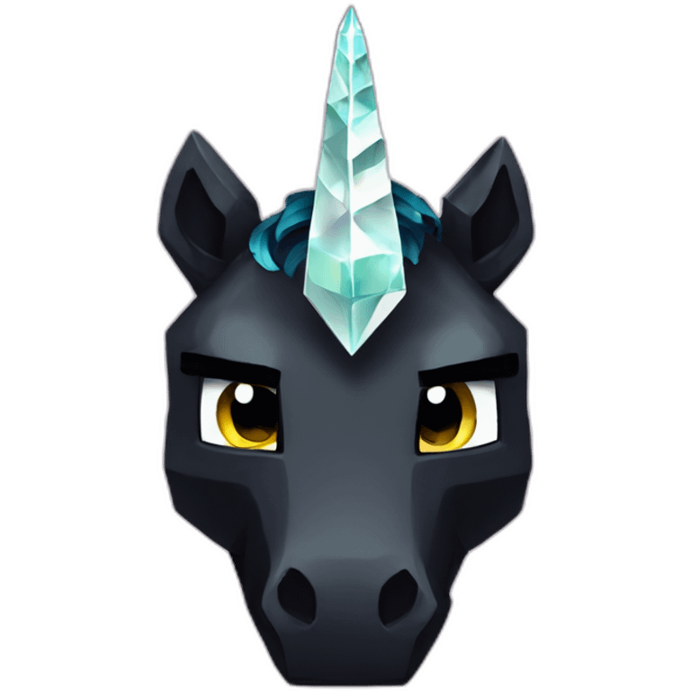 Minecraft Glitter Black Unicorn Head With Diamond Horn emoji