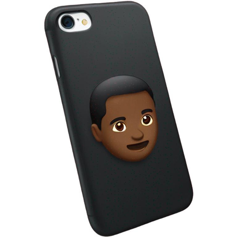 black iPhone with burgundy case emoji