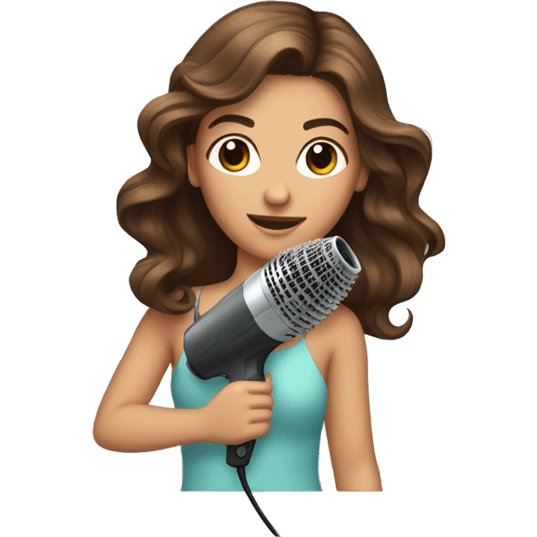 Pretty brown-haired girl with a hair dryer  emoji