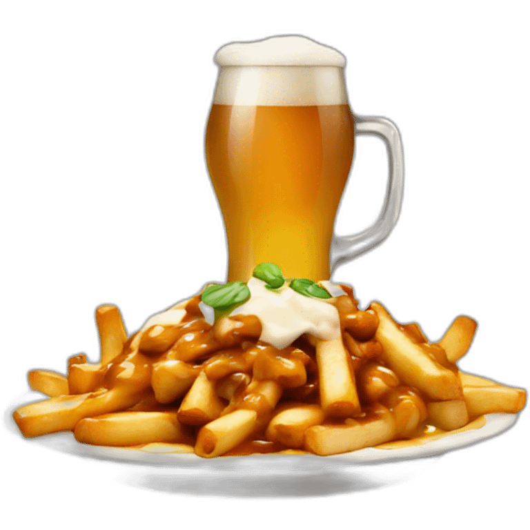 Poutine with a beer  emoji