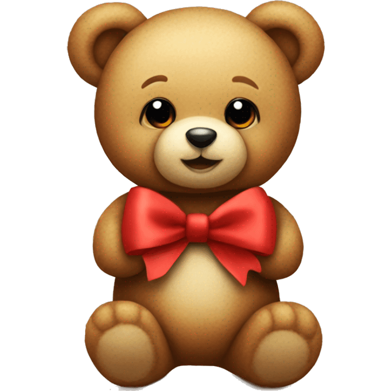 Cute teddy bear with red bow emoji