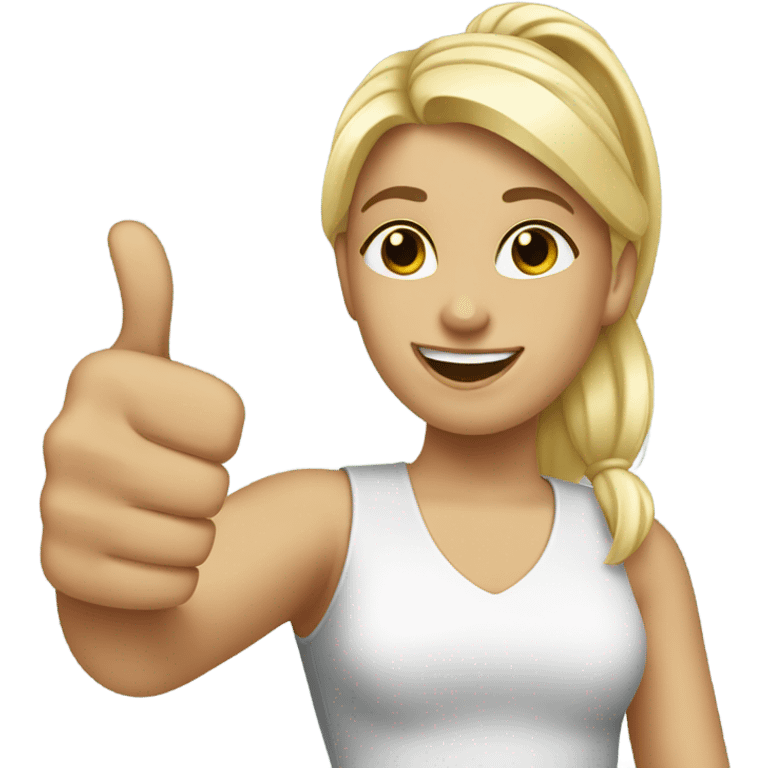 a girl with blonde ponytail thumbs up  emoji