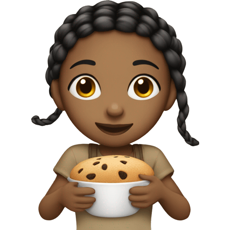 Girl that’s brown with black braids eating emoji