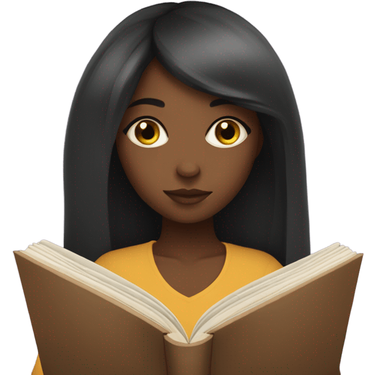 Black girl with straight hair reading a fantasy book emoji