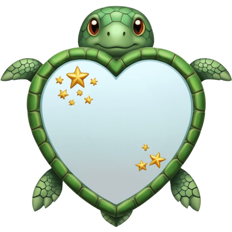 Heart shaped Mirror with turtle and stars emoji