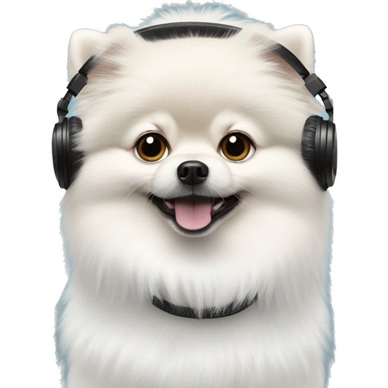 White Pomeranian as a DJ  emoji