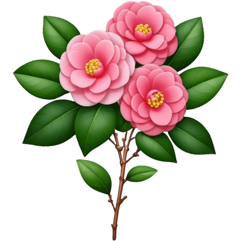 big bouquet Camellia flower, stem, leaf emoji