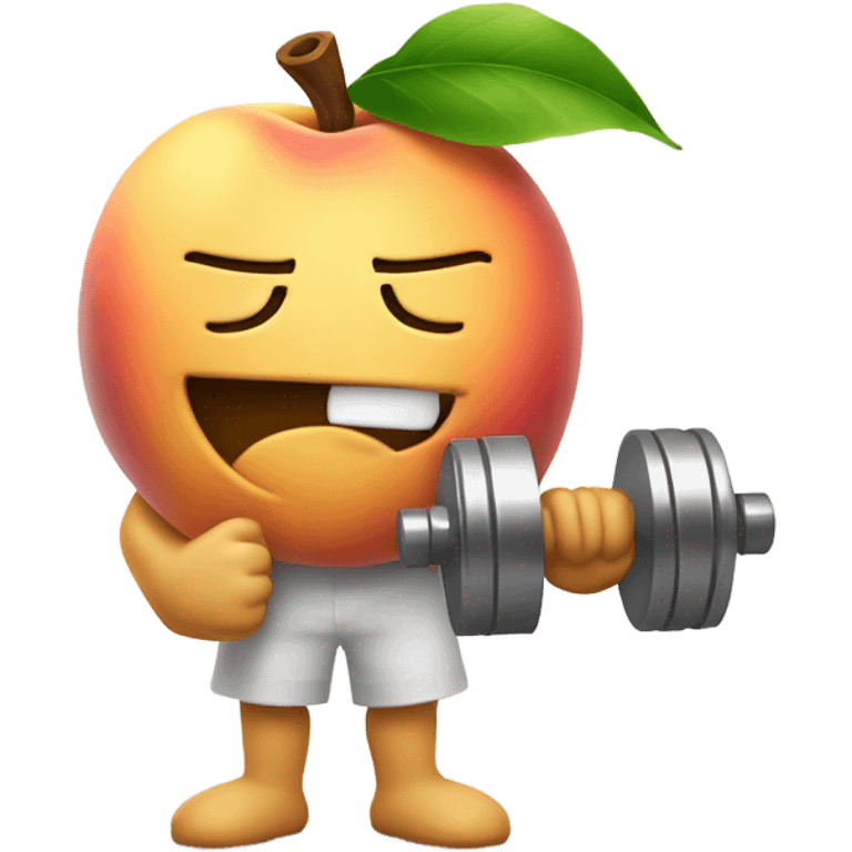 Peach winking and lifting weights with 2 arms cute smile  emoji