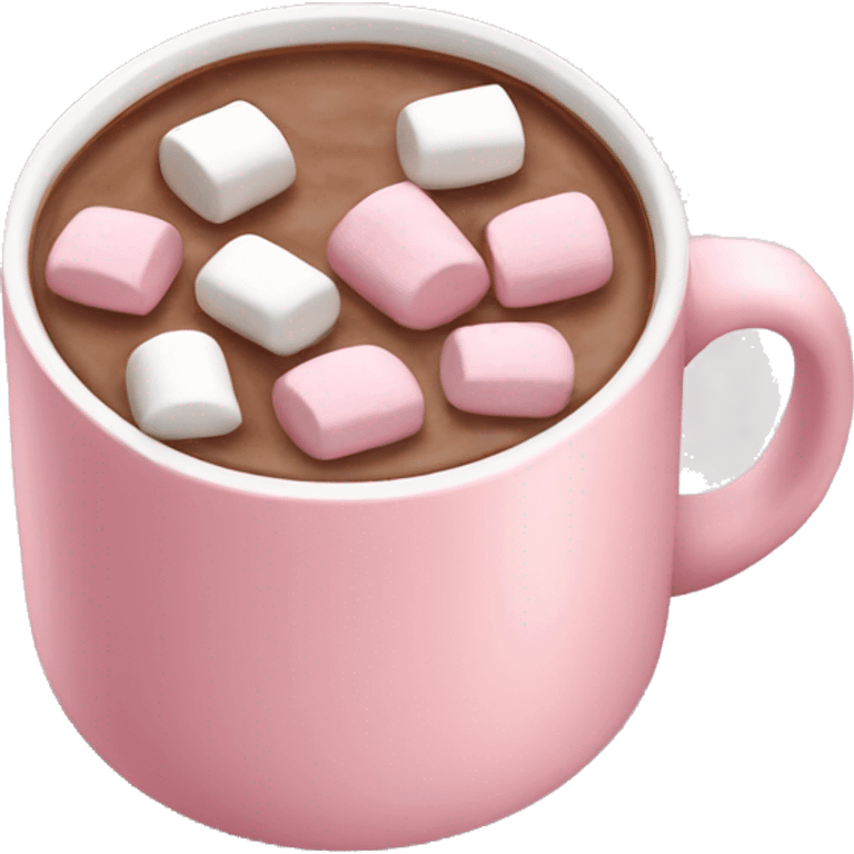 Light Pink mug of hot chocolate with marshmallows  emoji