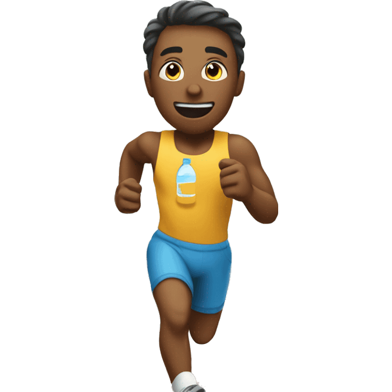 Running in a race while drinking water emoji