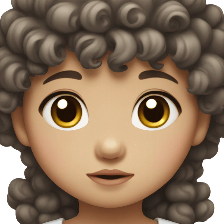 Korean cute baby girl with curly hair and black eyes  emoji