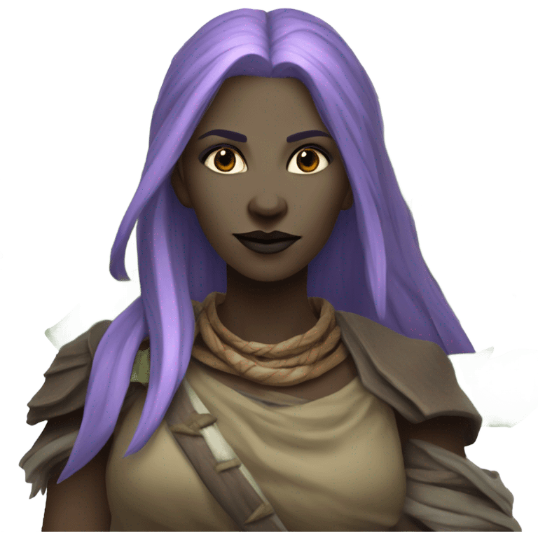 a purple haired female drow druid emoji