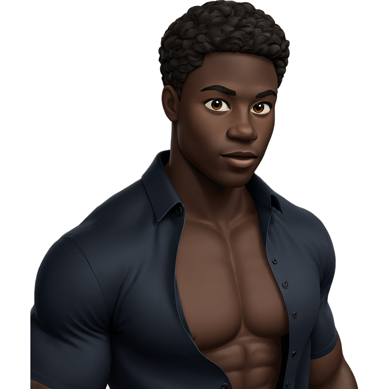 muscular male with dark skin emoji