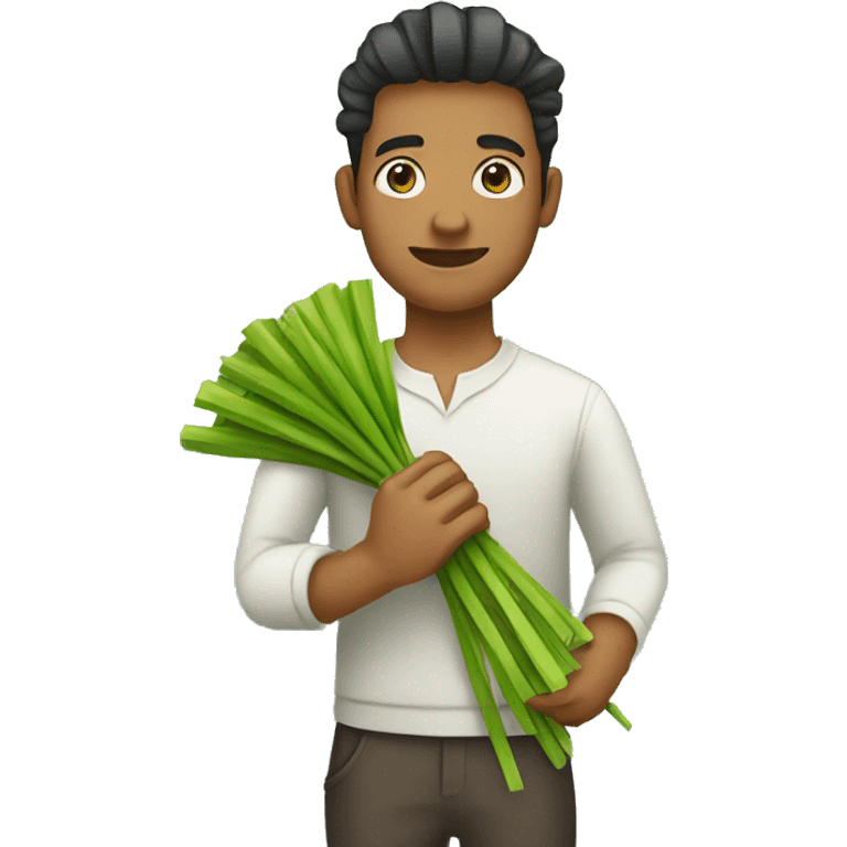 a guy holding ketupat casually emoji