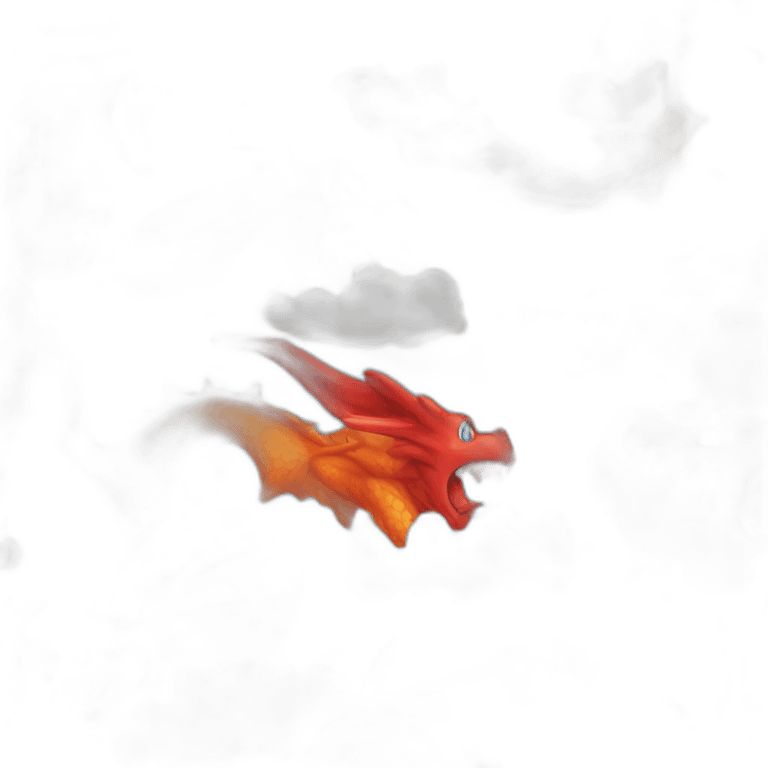 Un dragon mi loup de couleur rouge, bleu, blanc et orange moutardes avec des corne de bélier orange moutard. Il qui crache du feux emoji