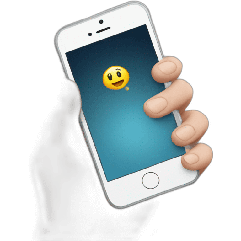 hand holding iphone incoming call emoji