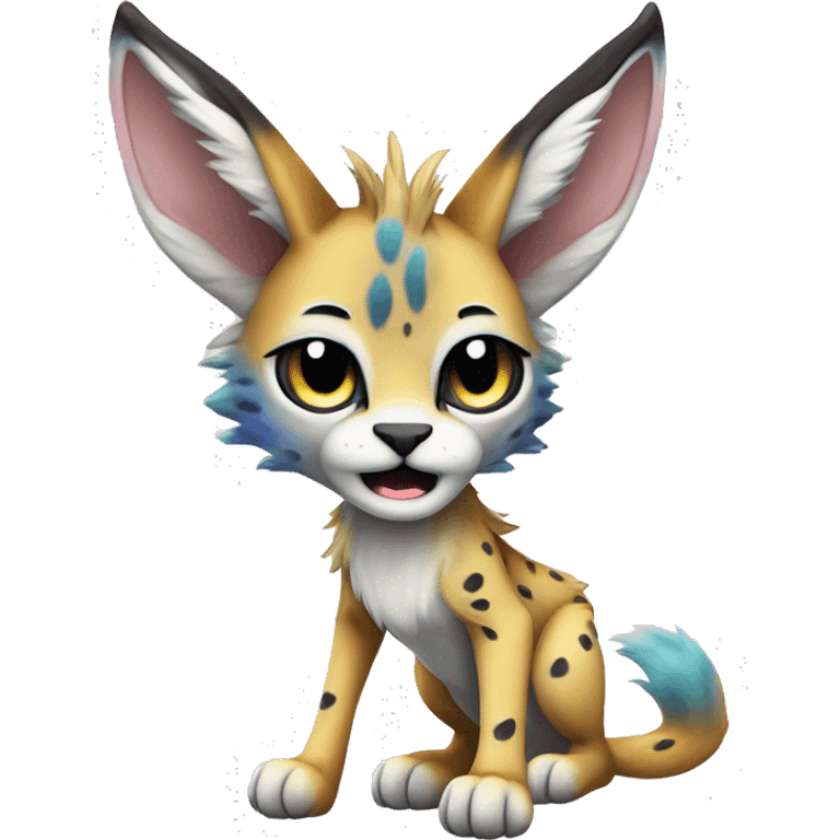 Cute Kawaii Cool Edgy Epic Ethereal Sparkly Colorful Sergal-Serval-Caracal-Vernid full body emoji