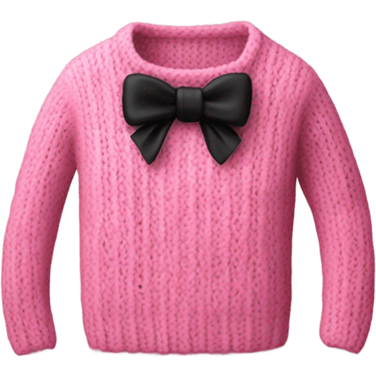 Knitted pink sweater with black bow emoji