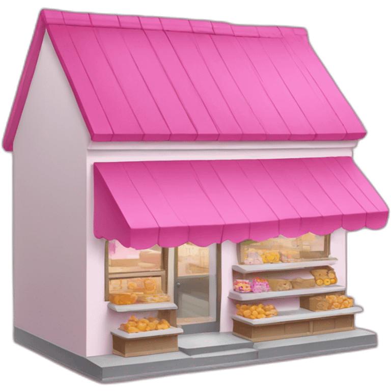 Grandma's store building with pink color elements emoji