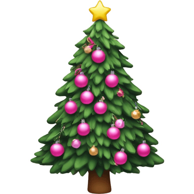 Christmas tree with pink decorations  emoji