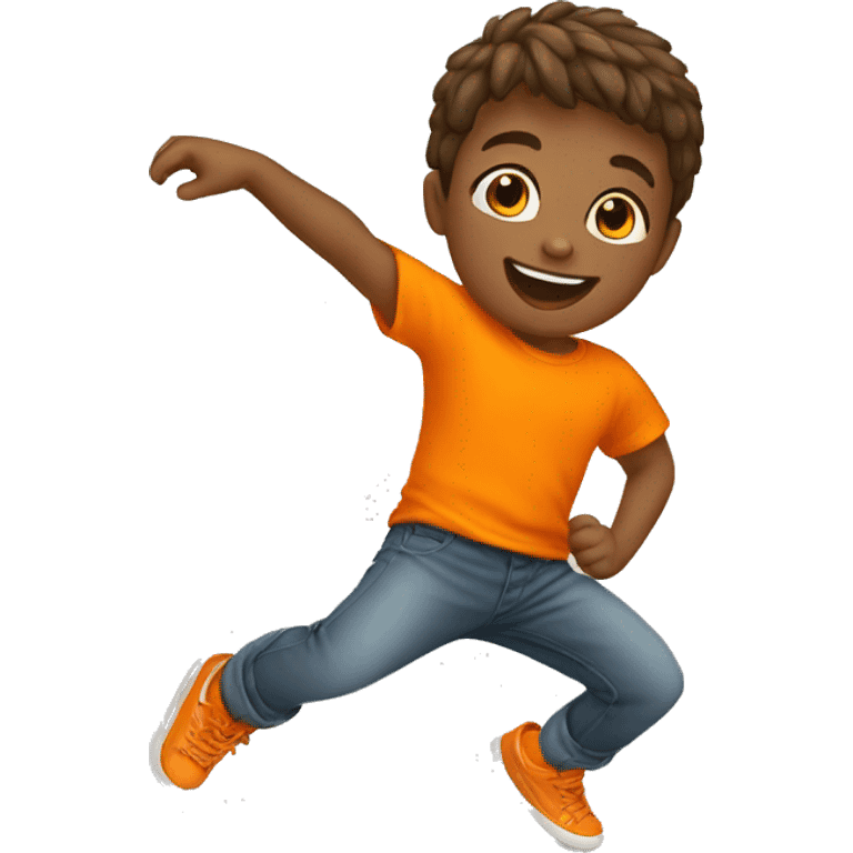 kid dance with orange t shirt  emoji