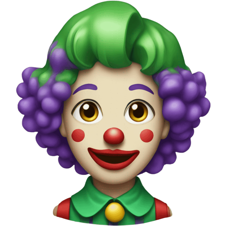 Clown with a purple suit with red lipstick and green hair  emoji