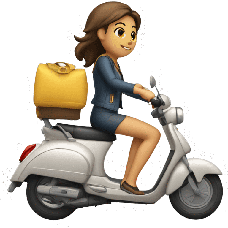 Chica conduciendo un ciclomotor vespino  emoji