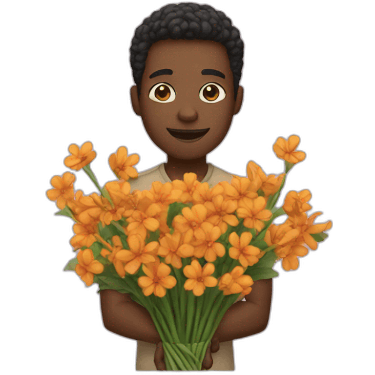 Black man with a bouquet of flowers  emoji