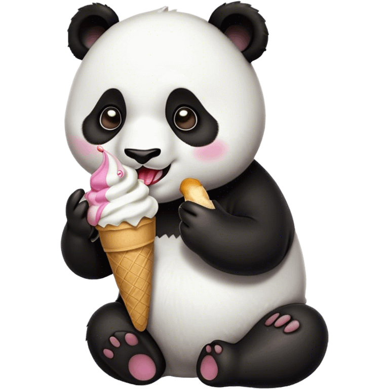 Panda eating ice cream emoji