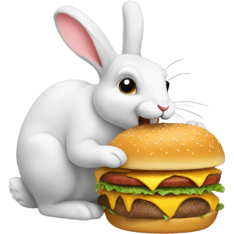 A rabbit eating a burger emoji