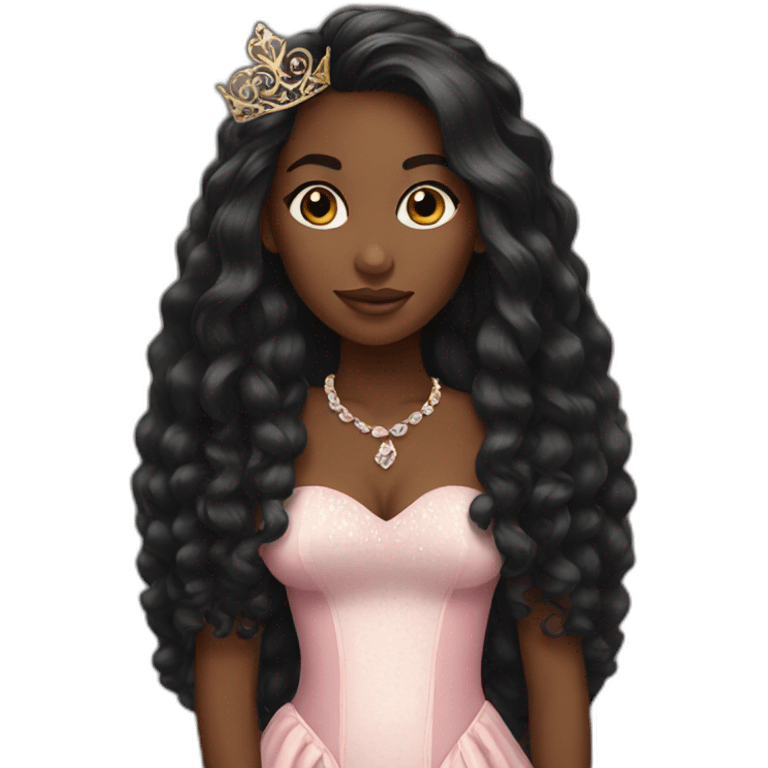 Black women with long hair princess emoji