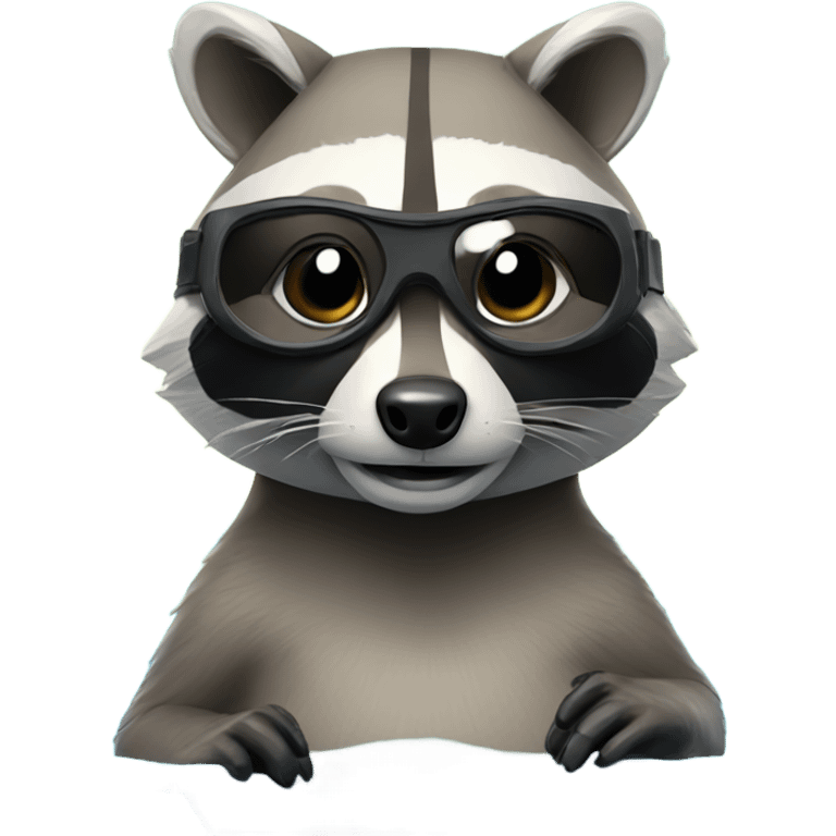 Raccoon wearing swim goggles emoji