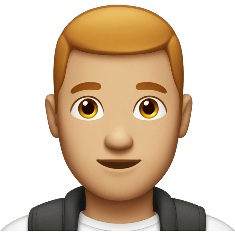 man with buzz cut dark ginger hair in whithe shir emoji