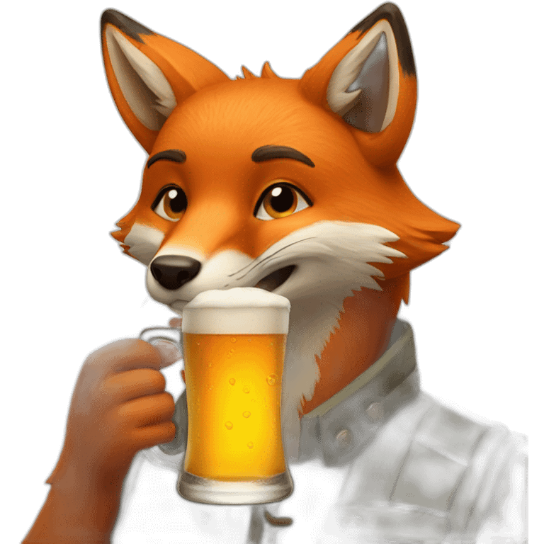 fox drinking beer emoji