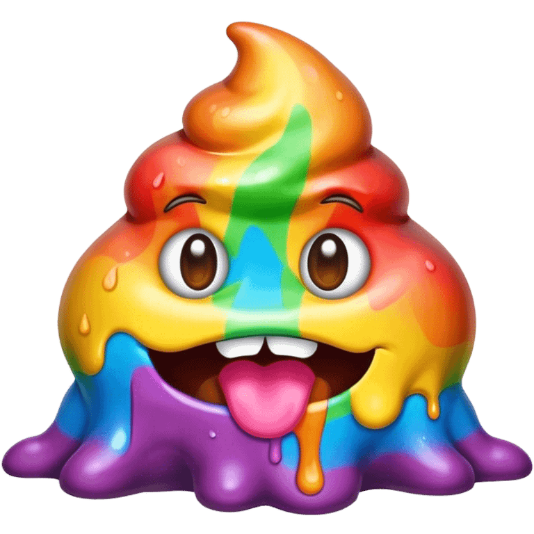 melted rainbow poop emoji monster emoji