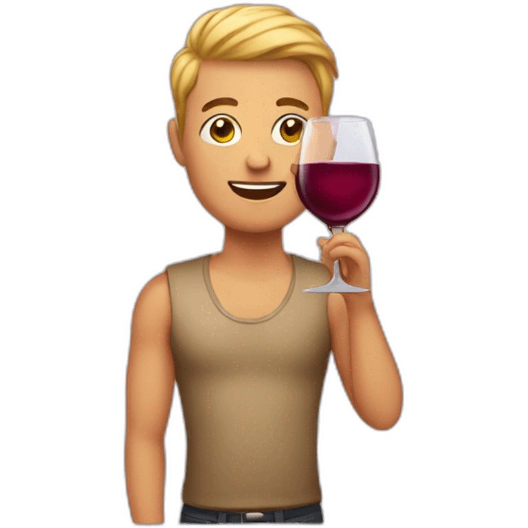 Gay with wine emoji