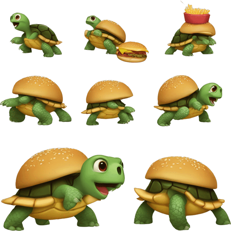 turtles are eating burger emoji