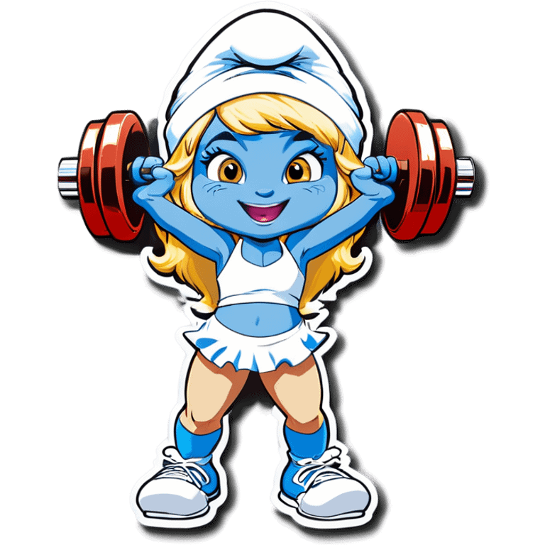 Smurfette lifts weights emoji