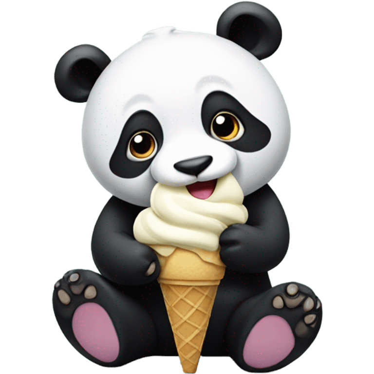 Panda eating ice cream emoji