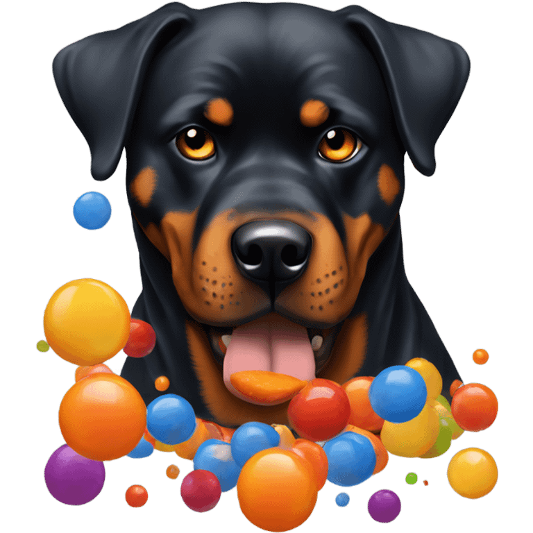 Rottweiler eating paintballs emoji