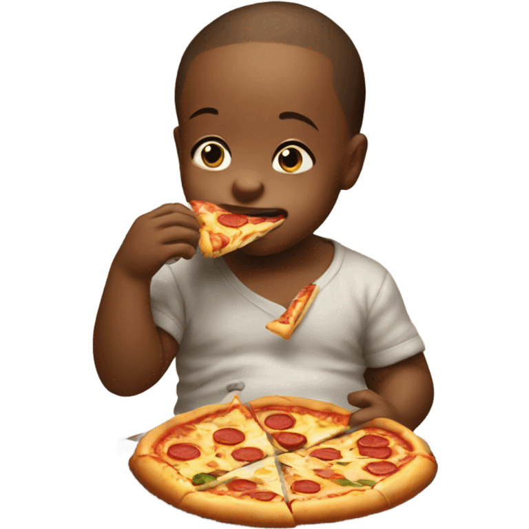 baby boy eating pizza  emoji