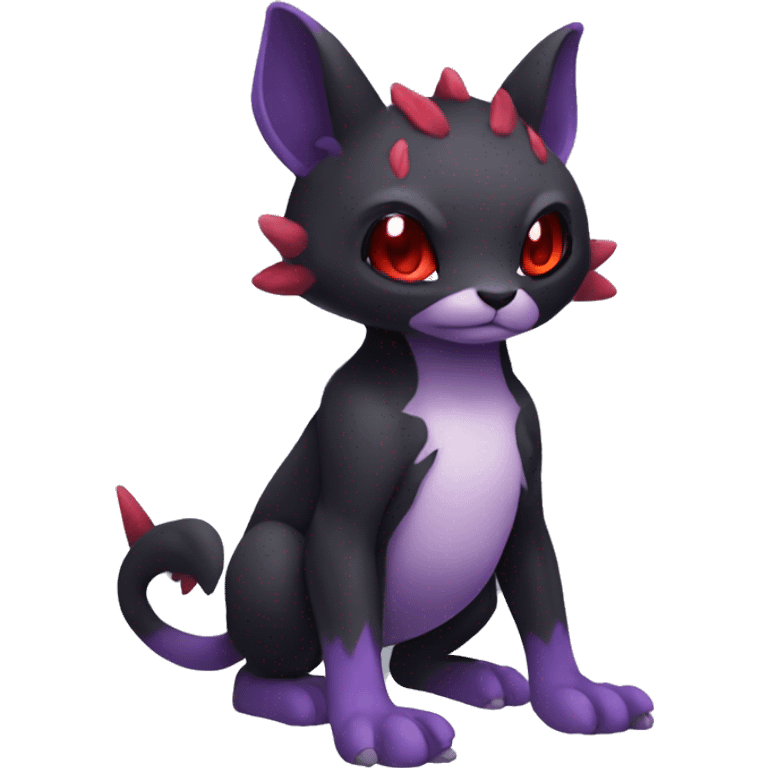 Cute cool dark black red purple animal hybrid Fakemon full body emoji