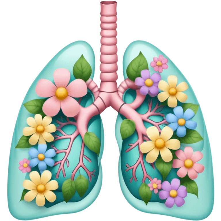 Pastel transparent anatomy lungs and flowers emoji