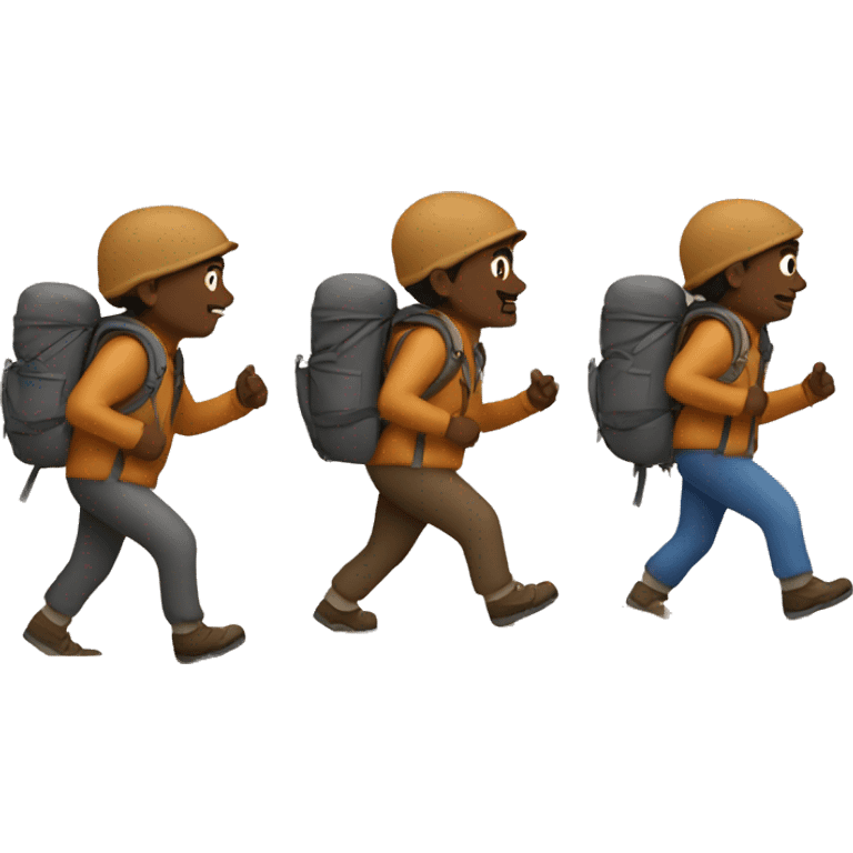 3 brown men hiking up a mountain emoji